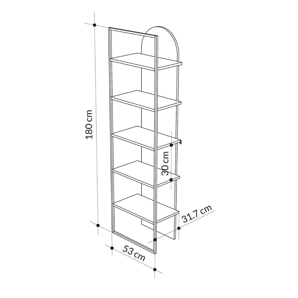 EGO ARREDO Libreria Archy 5 Ripiani In Colore Retro Grey