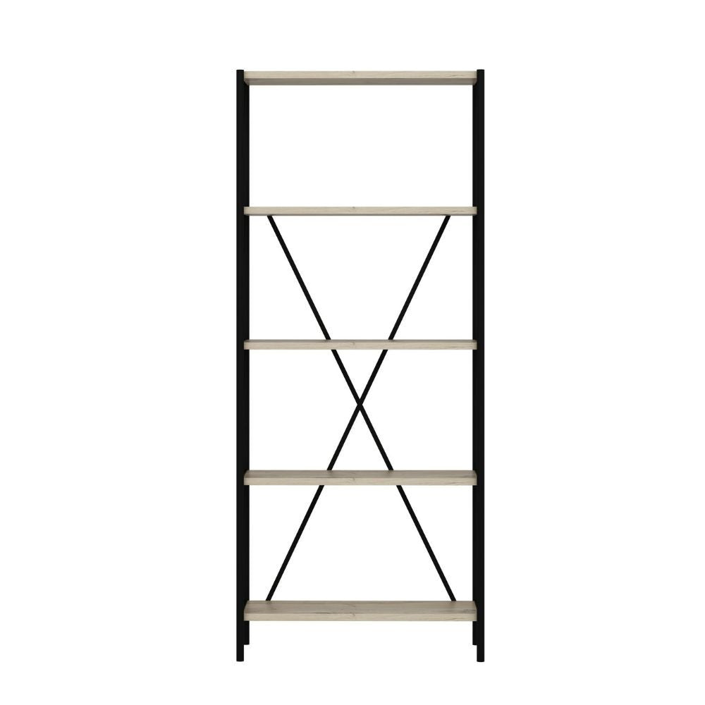 EGO ARREDO Libreria Axel Con Struttura In Metallo Nero E 5 Mensole In Rovere Sonoma