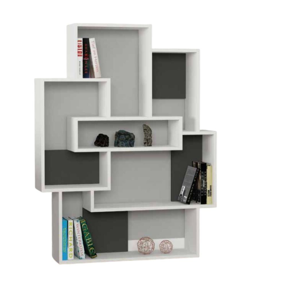 EGO ARREDO Libreria Barce Bianco Antracite 101x22x132H