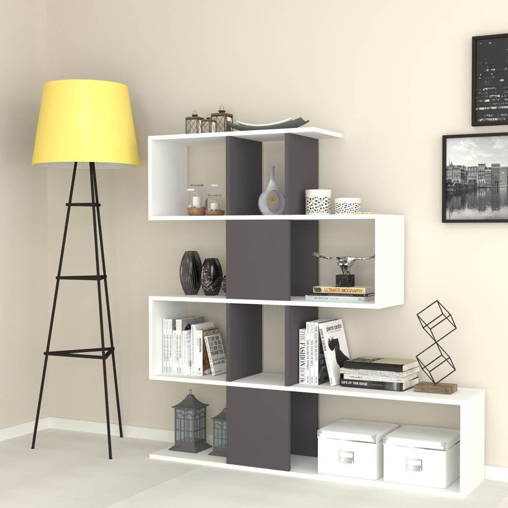 EGO ARREDO Libreria Bifacciale Aktif 145x145x29 Cm. Bianco Ghisa