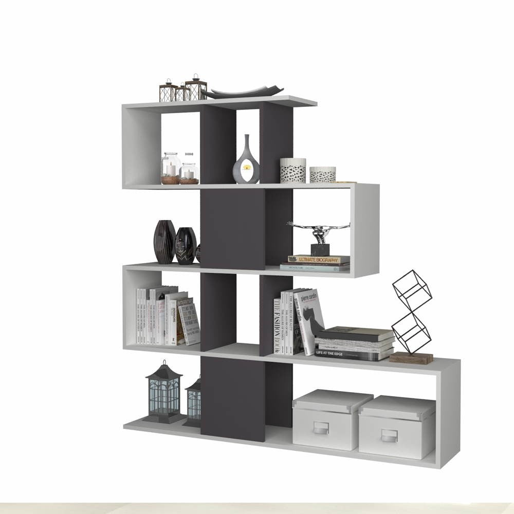 EGO ARREDO Libreria Bifacciale Aktif 145x145x29 Cm. Bianco Ghisa