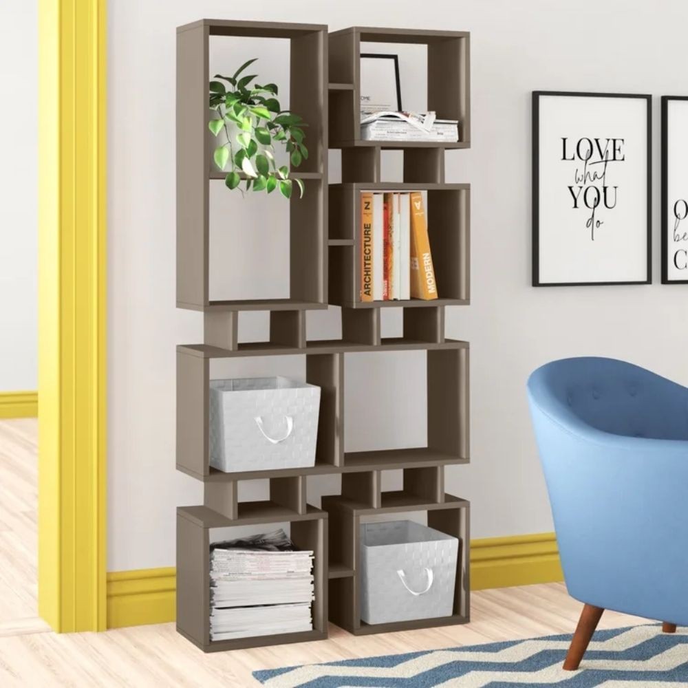 EGO ARREDO Libreria Bifacciale Rail Tortora 79x166,5