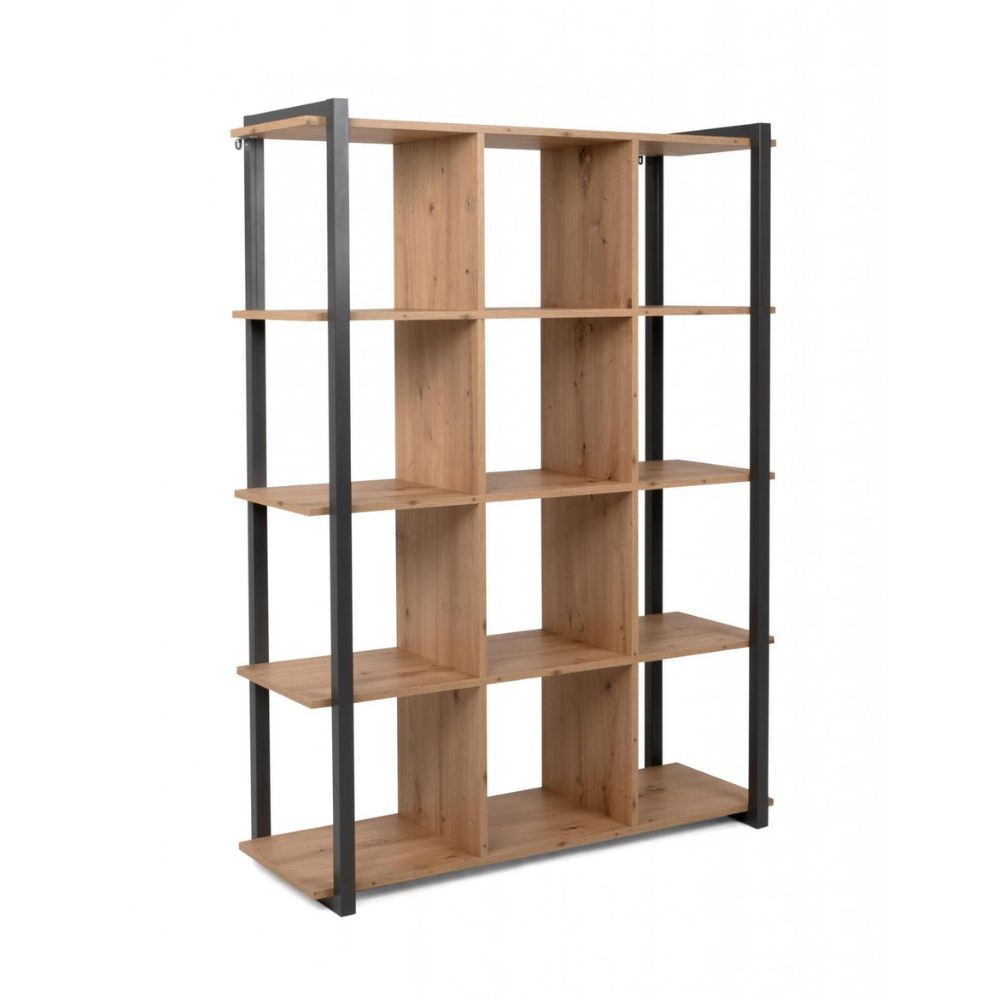 EGO ARREDO Libreria Denver 31 A Cubi Colore Rovere Quercia Con Profili Antracite