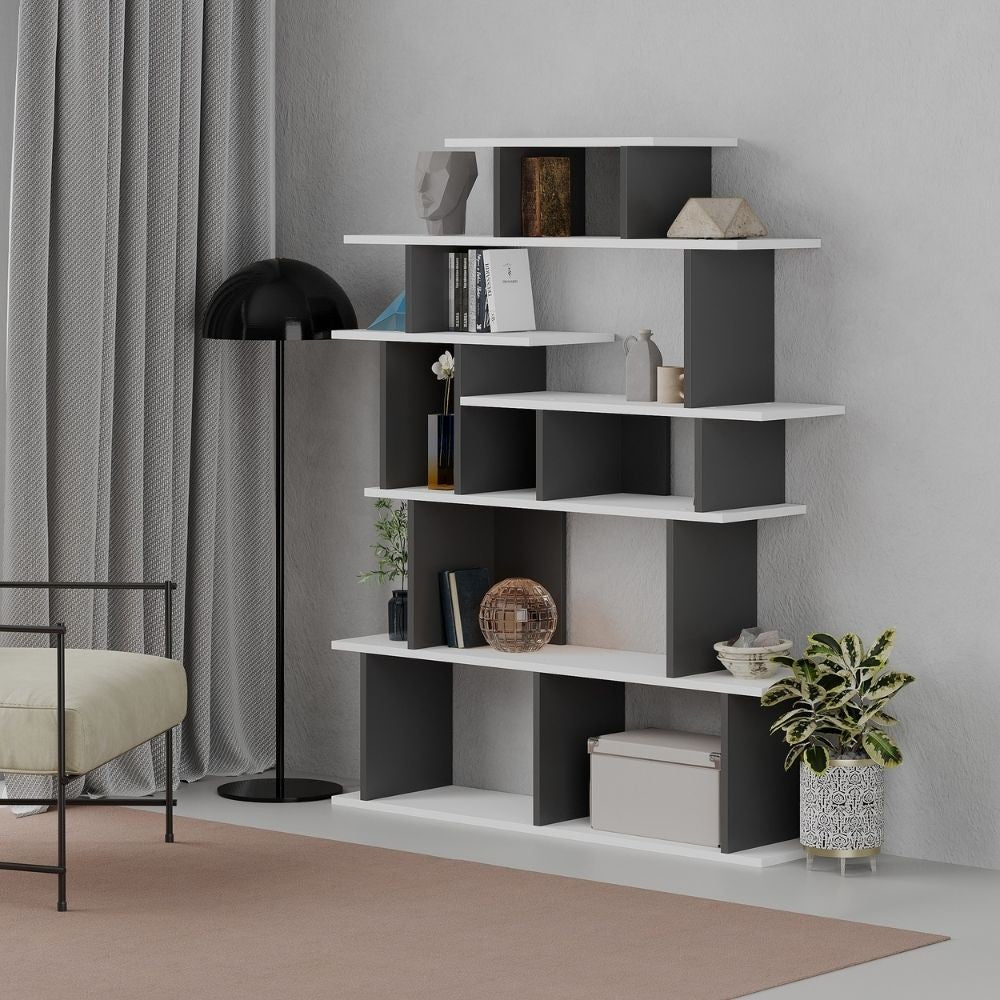 EGO ARREDO Libreria Design Apollon Bianco Antracite