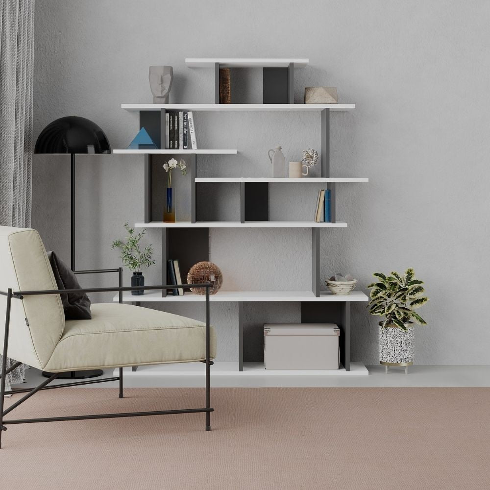 EGO ARREDO Libreria Design Apollon Bianco Antracite