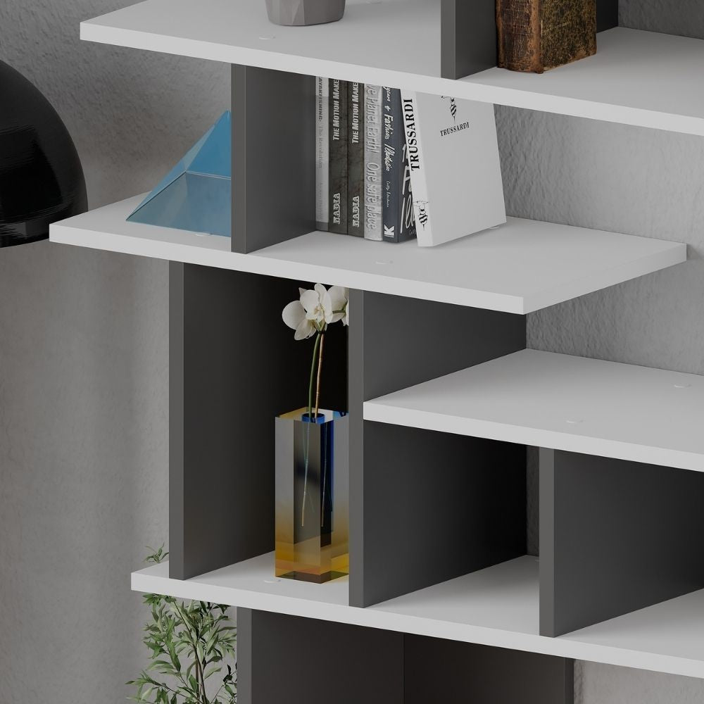 EGO ARREDO Libreria Design Apollon Bianco Antracite