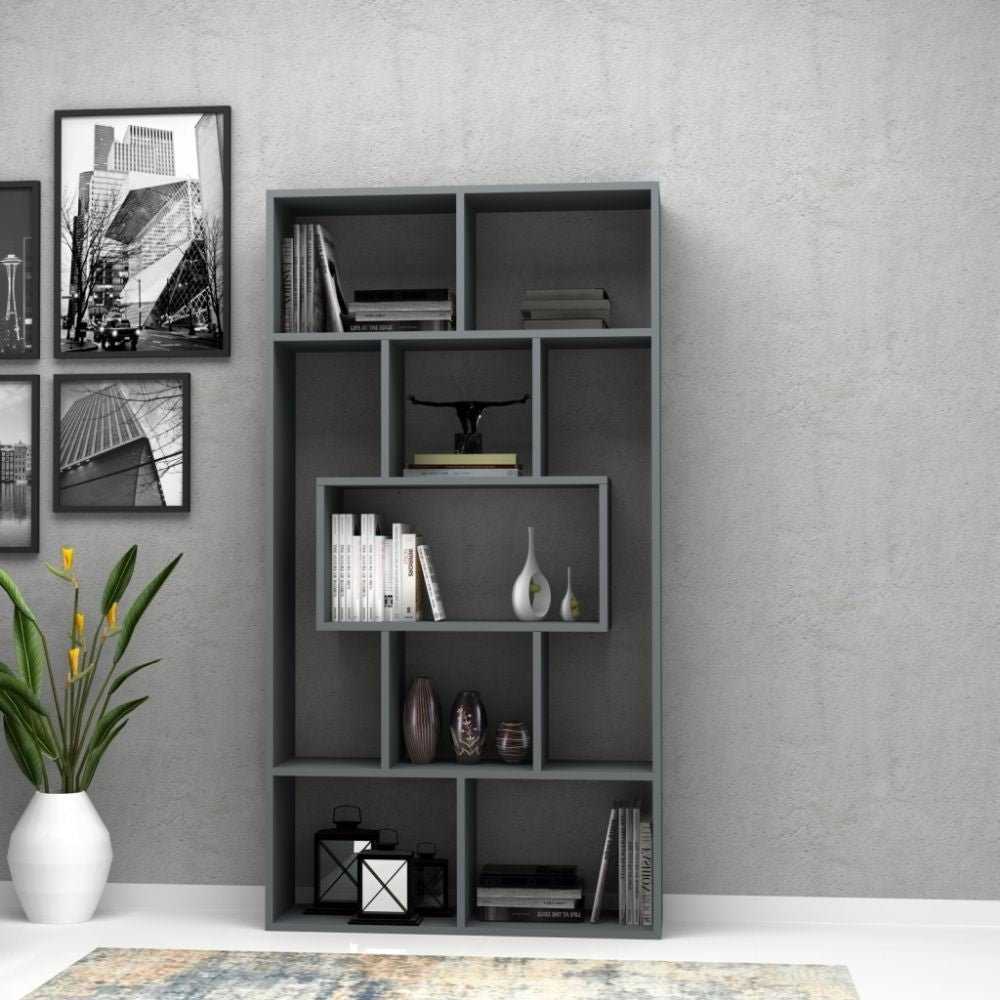 EGO ARREDO Libreria Face Grigio Cemento 90x30x170H Cm