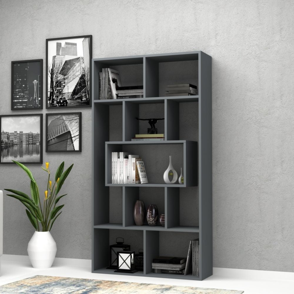 EGO ARREDO Libreria Face Grigio Cemento 90x30x170H Cm