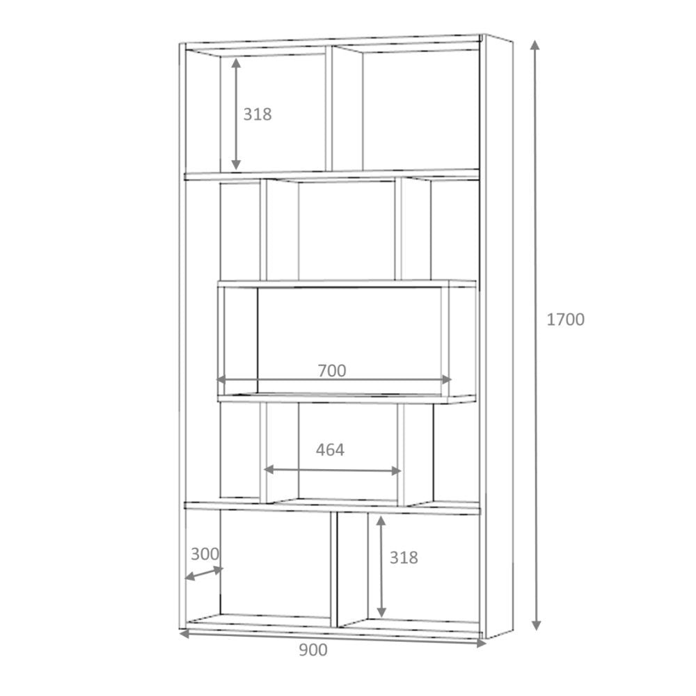 EGO ARREDO Libreria Face Grigio Cemento 90x30x170H Cm