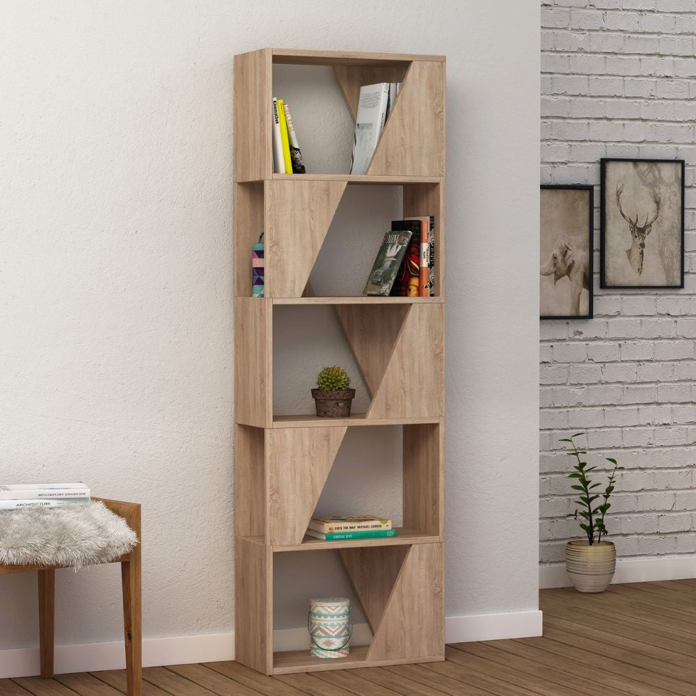 EGO ARREDO Libreria Frame Colore Rovere Con 5 Ripiani