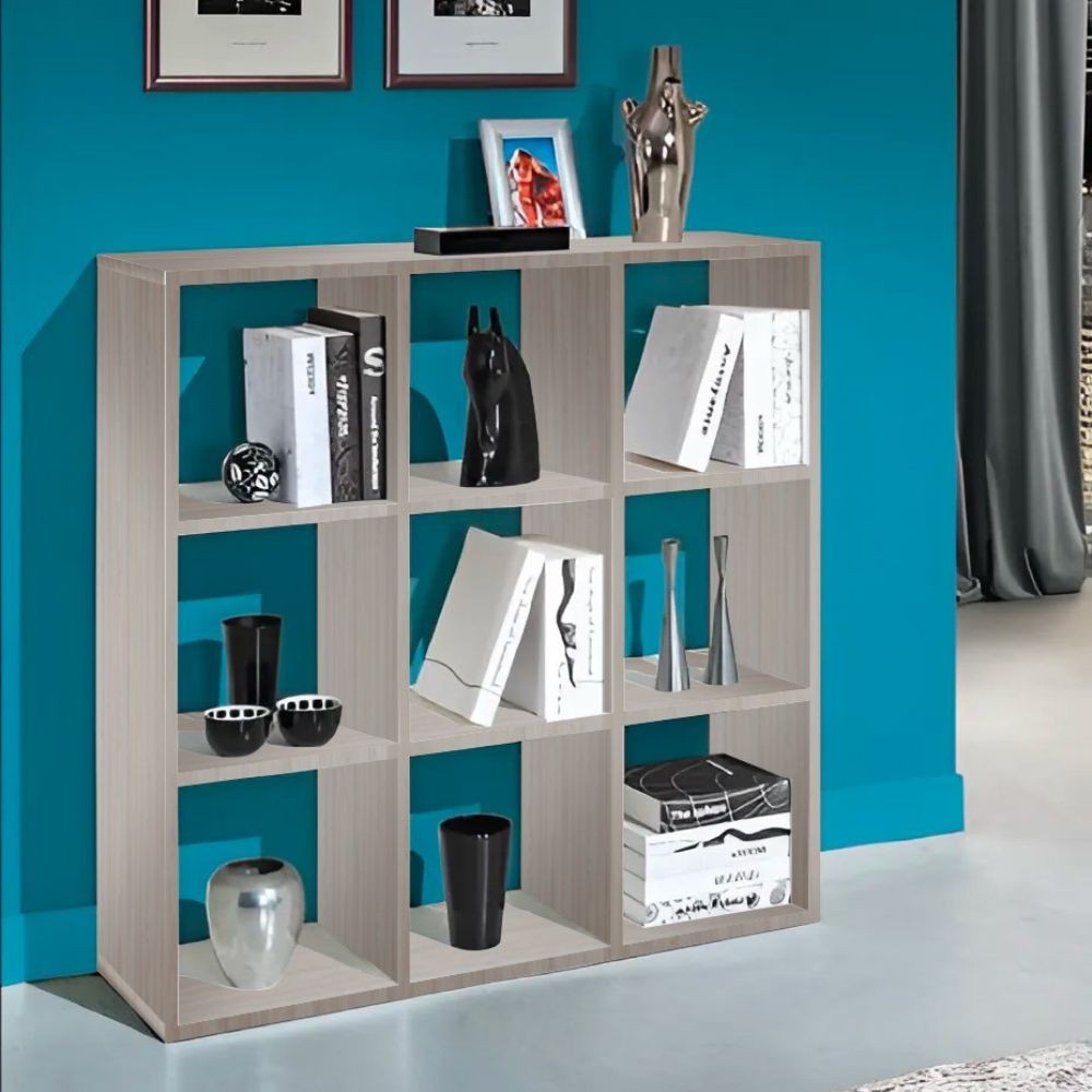 EGO ARREDO Libreria Hawai 9 Compartimenti Colore Olmo Perla