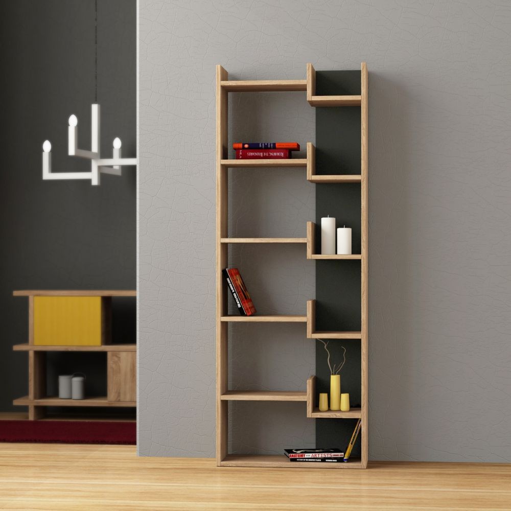 EGO ARREDO Libreria Oppa Colore Rovere E Antracite