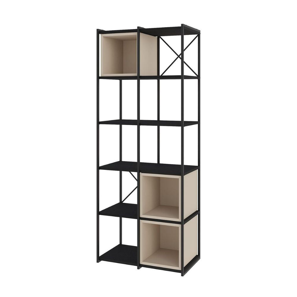 EGO ARREDO Libreria Vale Midi Con Struttura In Metallo Nero E Cubotti Cashmere