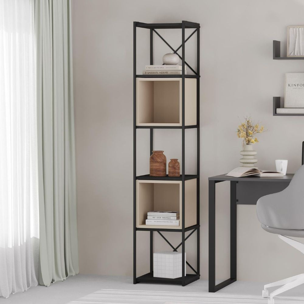 EGO ARREDO Libreria Vale Mini Con Struttura In Metallo Nero E Cubotti Cashmere