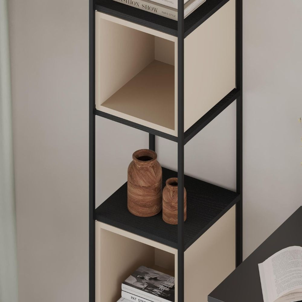 EGO ARREDO Libreria Vale Mini Con Struttura In Metallo Nero E Cubotti Cashmere
