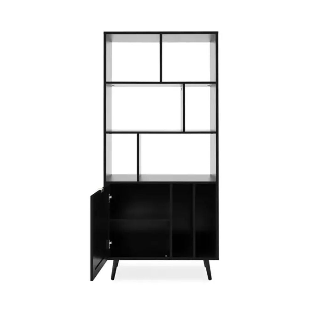 EGO ARREDO Libreria Vienna 20A Nera Con Frontali Effetto Vimini