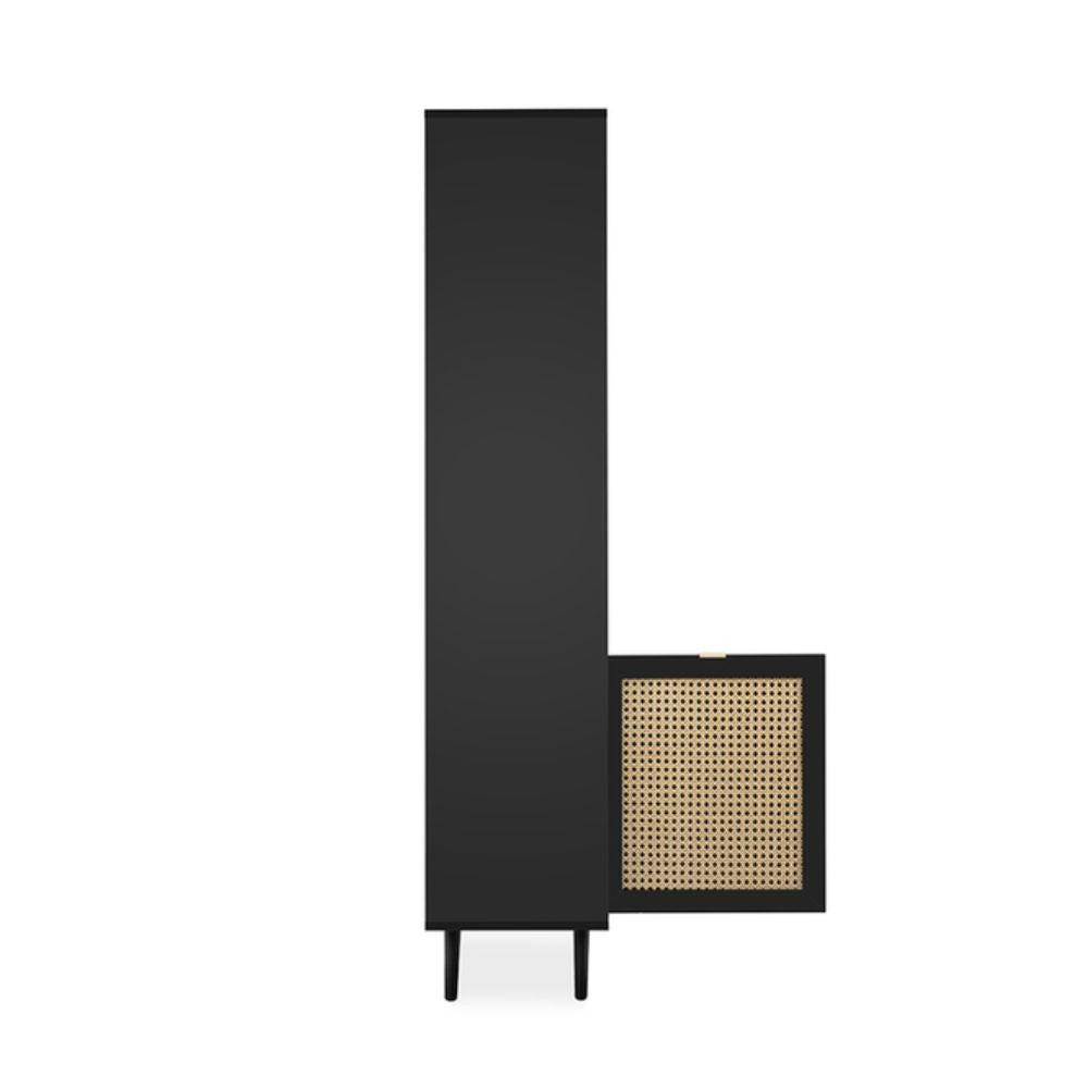 EGO ARREDO Libreria Vienna 20A Nera Con Frontali Effetto Vimini