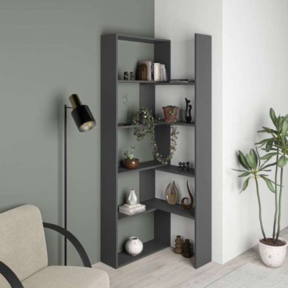 EGO ARREDO Libreria Wish Estensibile Angolare Antracite 200H