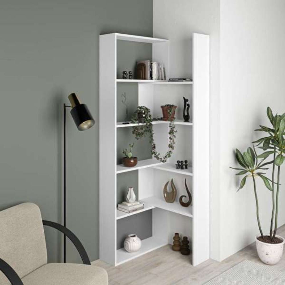 EGO ARREDO Libreria Wish Estensibile Angolare Bianca 200H