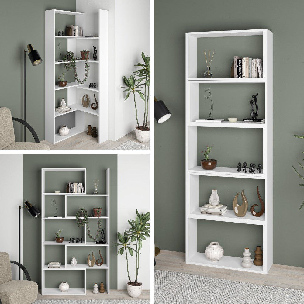 EGO ARREDO Libreria Wish Estensibile Angolare Bianca 200H