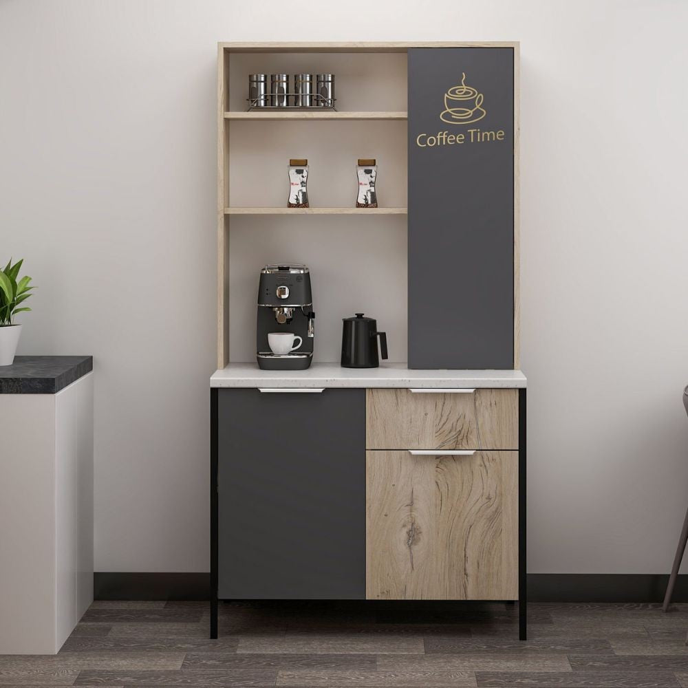 EGO ARREDO Mobile Multiuso Andy 3 Ante E 1 Cassetto Colore Rovere Chiaro E Antracite