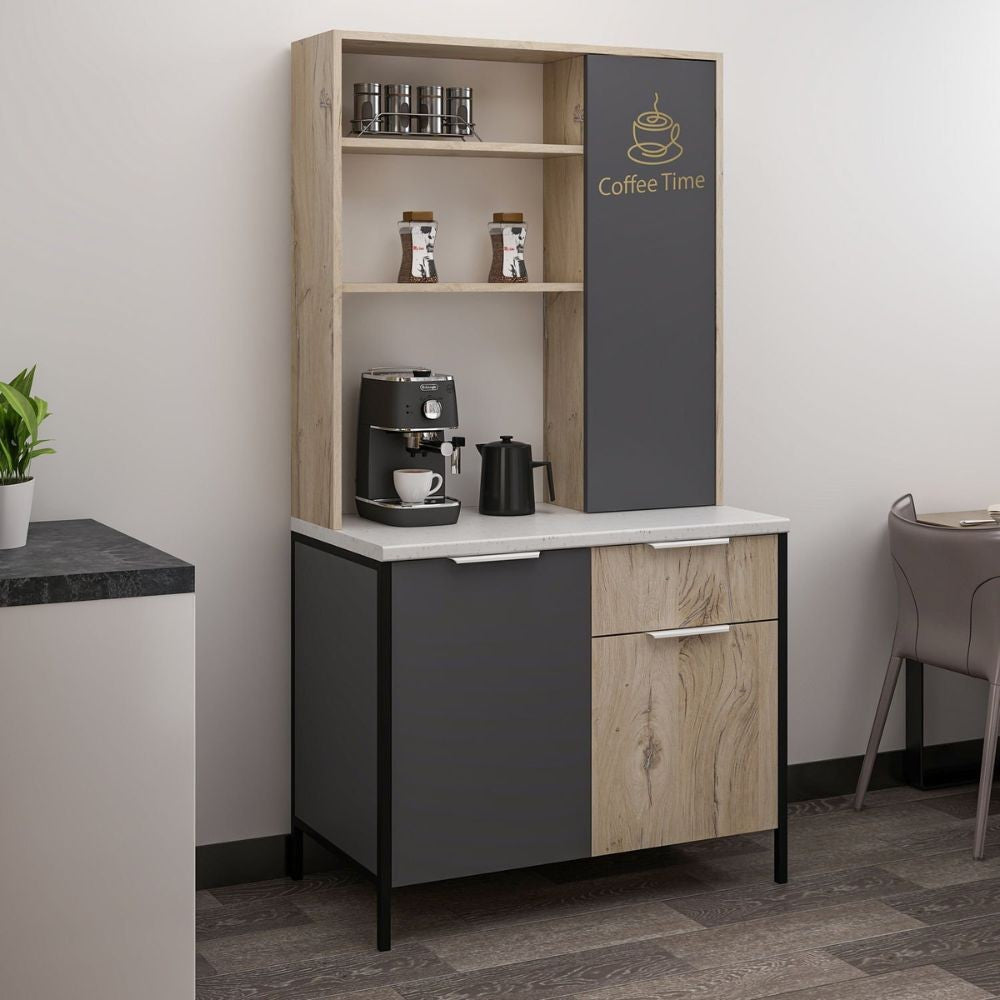 EGO ARREDO Mobile Multiuso Andy 3 Ante E 1 Cassetto Colore Rovere Chiaro E Antracite