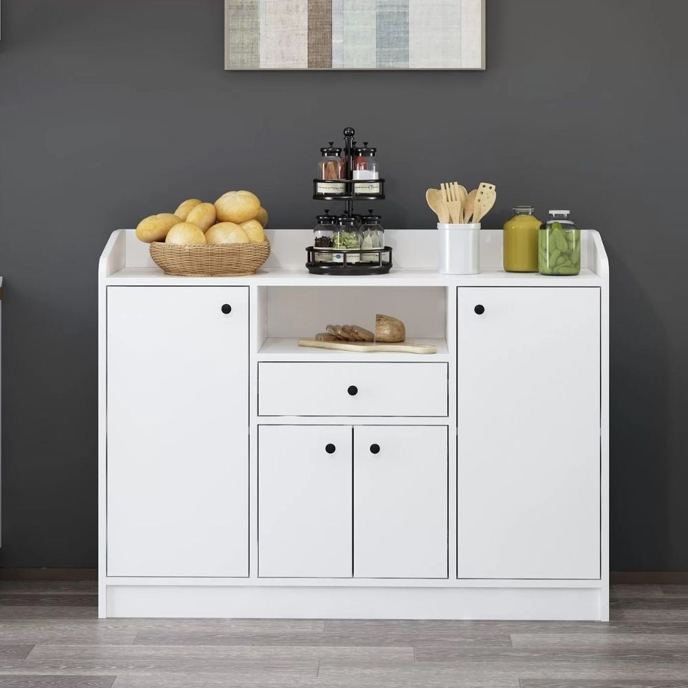 EGO ARREDO Mobile Multiuso Arina Con 4 Ante 1 Cassetto E Nicchia A Giorno Colore Bianco