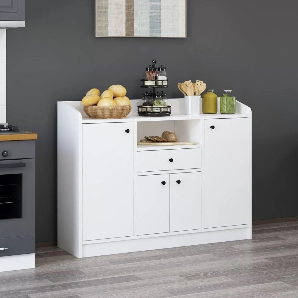 EGO ARREDO Mobile Multiuso Arina Con 4 Ante 1 Cassetto E Nicchia A Giorno Colore Bianco