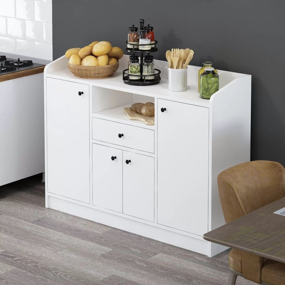 EGO ARREDO Mobile Multiuso Arina Con 4 Ante 1 Cassetto E Nicchia A Giorno Colore Bianco