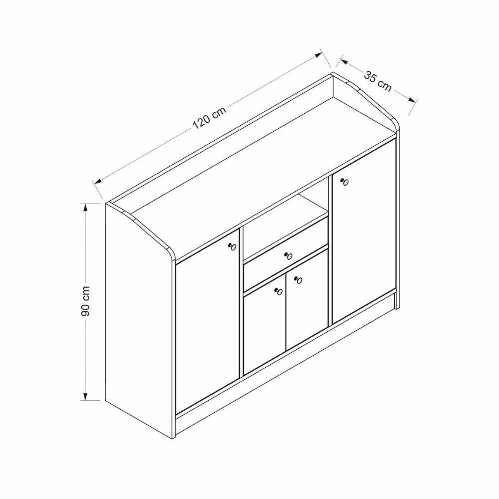 EGO ARREDO Mobile Multiuso Arina Con 4 Ante 1 Cassetto E Nicchia A Giorno Colore Bianco