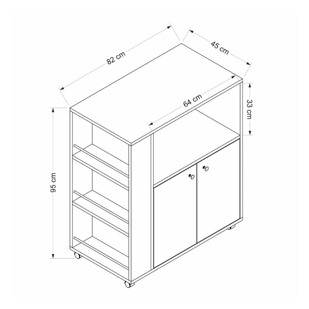 EGO ARREDO Mobile Multiuso Monni Struttura Colore Rovere Con 2 Ante Colore Bianche E Vani Laterali
