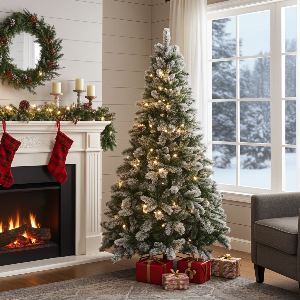 MERCURY HOME Albero di Natale innevato Canada h.210 cm