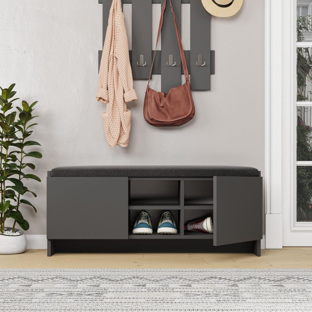 EGO ARREDO Panca Scarpiera Con Cuscino Zulla Con 2 Ante E Nicchia A Giorno