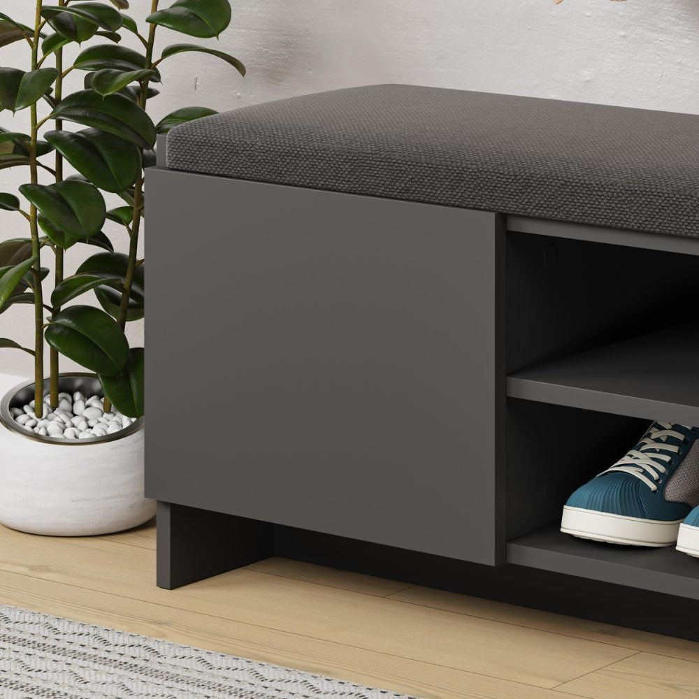 EGO ARREDO Panca Scarpiera Con Cuscino Zulla Con 2 Ante E Nicchia A Giorno