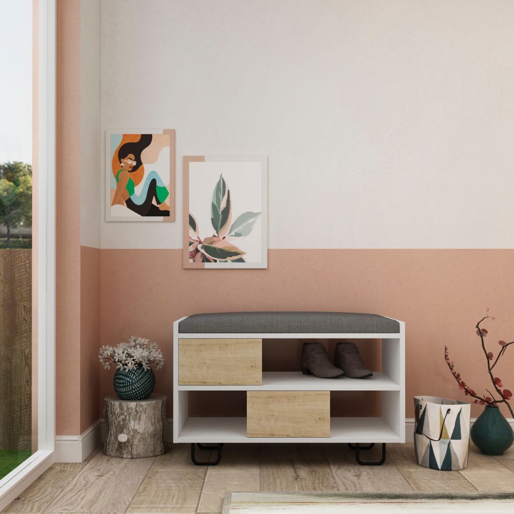 EGO ARREDO Panca Scarpiera Troy Ante A Ribalta Con Cuscino