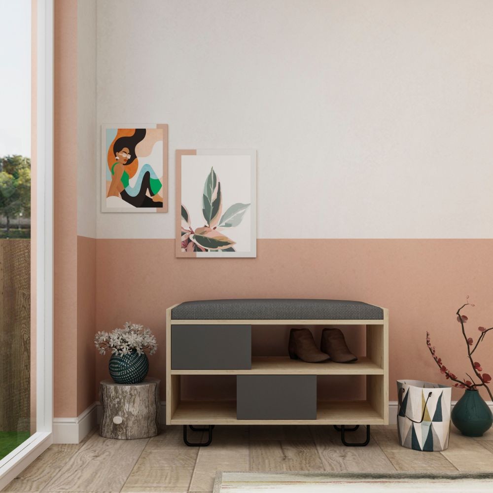 EGO ARREDO Panca Scarpiera Troy Ante A Ribalta Con Cuscino