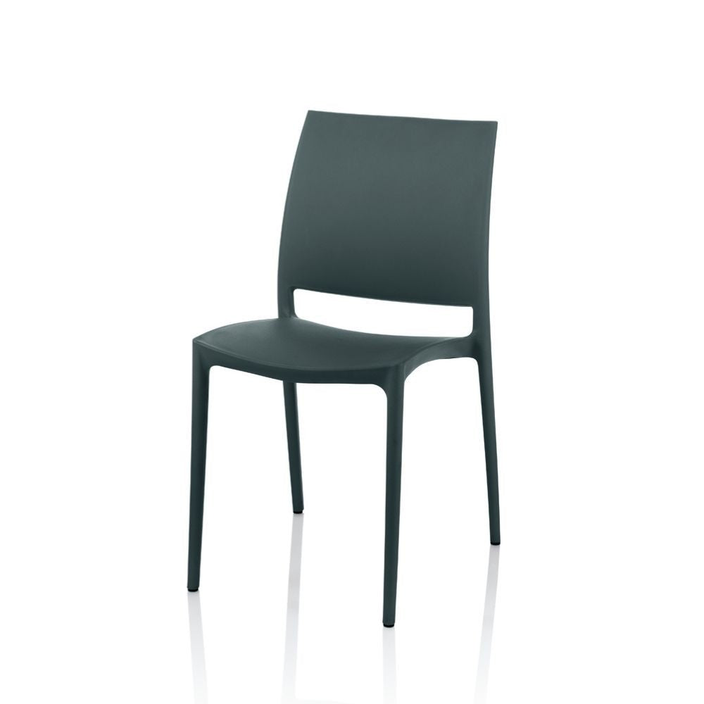 EGO ARREDO Sedia Curtis Polipropilene Grigio Metal Design Ergonomico Set 4 Pezzi