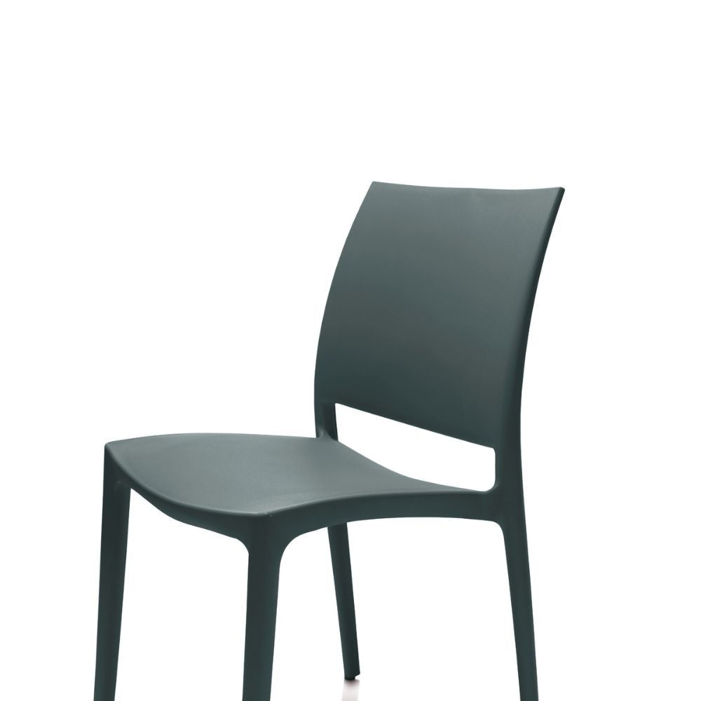 EGO ARREDO Sedia Curtis Polipropilene Grigio Metal Design Ergonomico Set 4 Pezzi