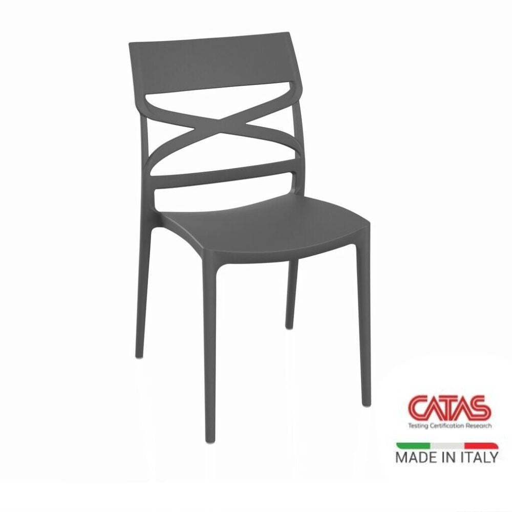 EGO ARREDO Sedia Flow In Polipropilene Rinforzata Con Fibra Di Vetro Colore Grigio Metal Set 4 Pezzi
