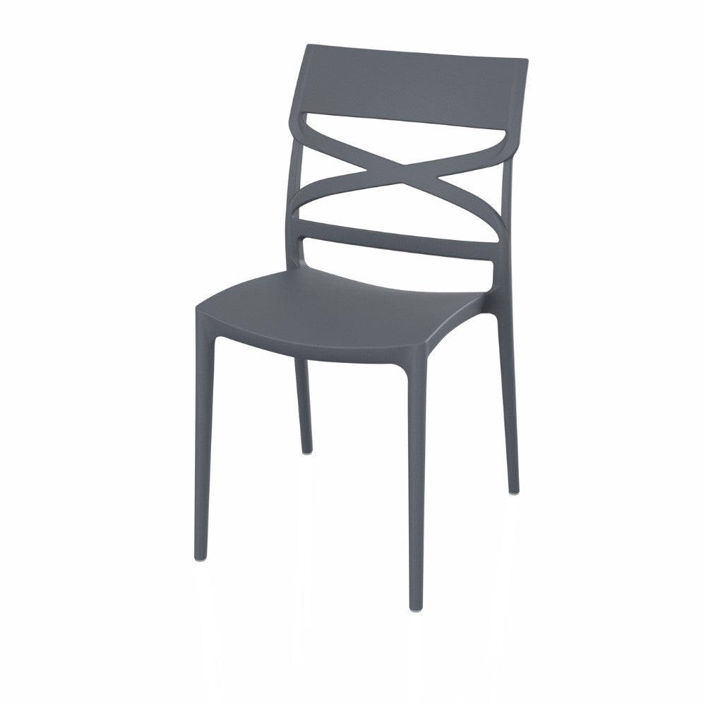EGO ARREDO Sedia Flow In Polipropilene Rinforzata Con Fibra Di Vetro Colore Grigio Metal Set 4 Pezzi