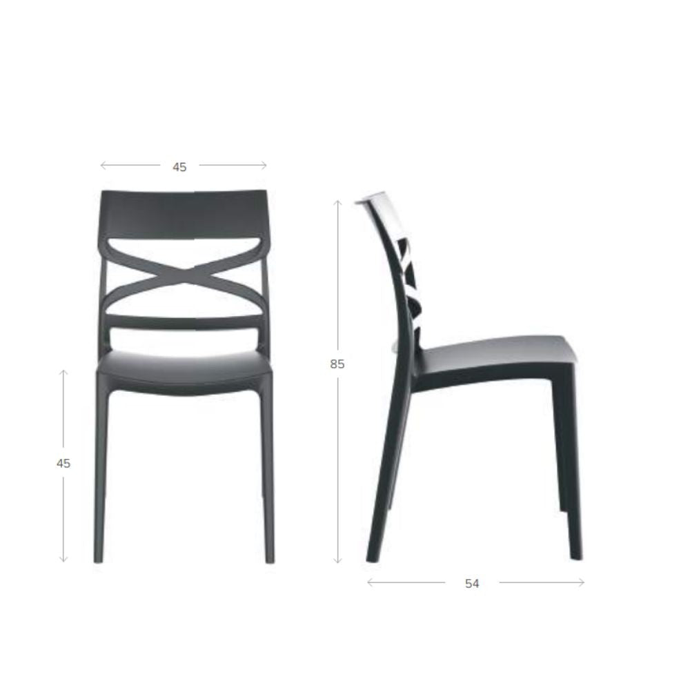 EGO ARREDO Sedia Flow In Polipropilene Rinforzata Con Fibra Di Vetro Colore Grigio Metal Set 4 Pezzi