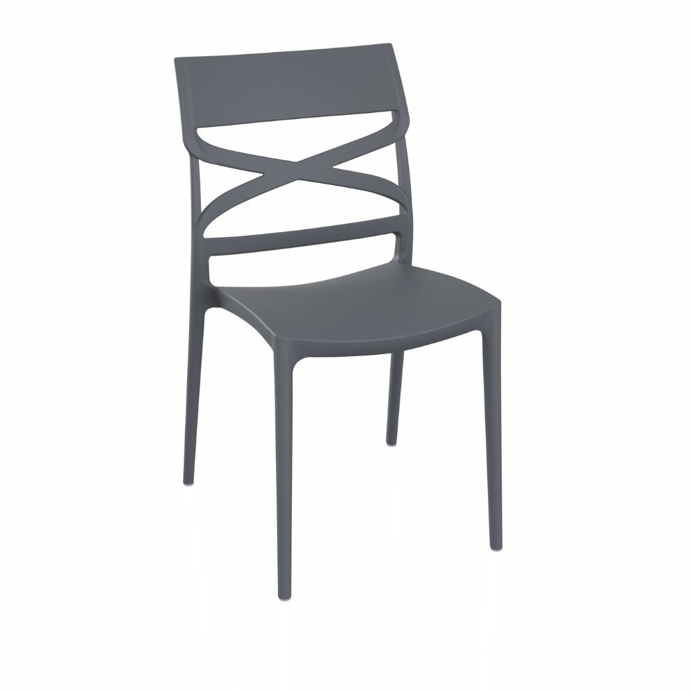EGO ARREDO Sedia Flow In Polipropilene Rinforzata Con Fibra Di Vetro Colore Grigio Metal Set 4 Pezzi
