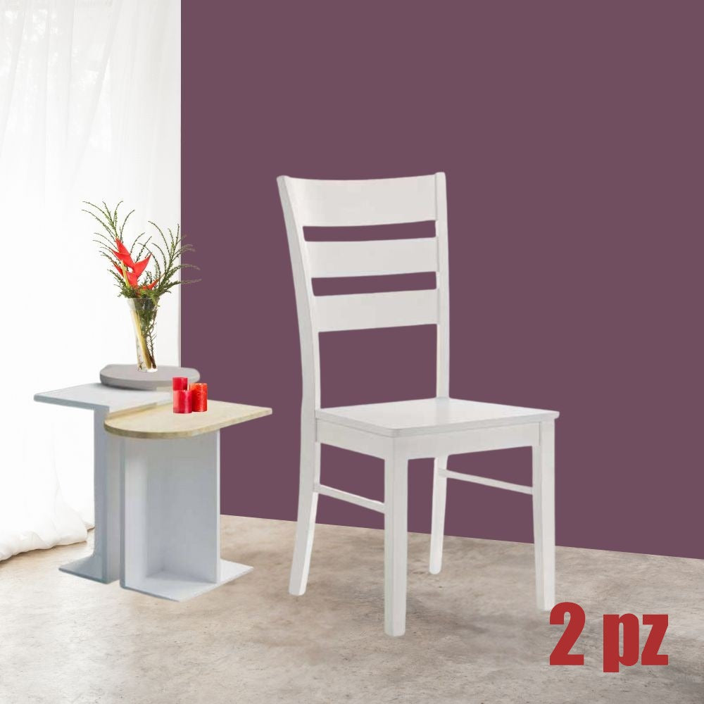 EGO ARREDO Sedia In Legno Lisa Colore Bianco Laccato Opaco H 99x46x54.5 Cm. 2 pz