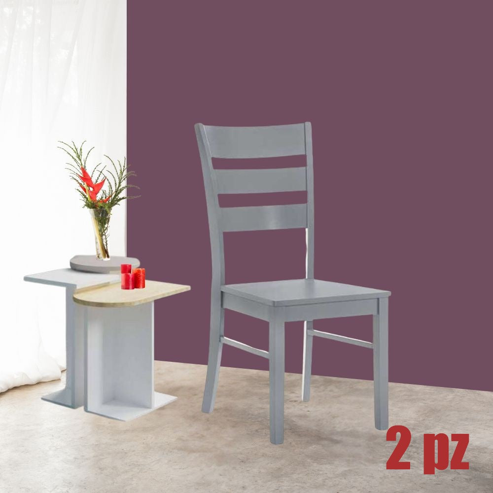 EGO ARREDO Sedia In Legno Lisa Colore Grigio H 99x46x54.5 Cm. 2 pz