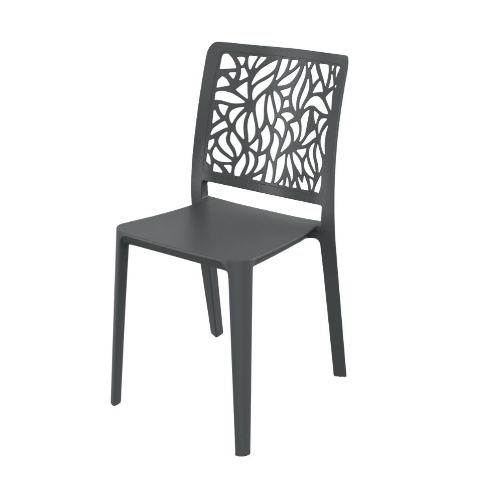 EGO ARREDO Sedia Leaf In Polipropilene Rinforzata Con Fibra Di Vetro Colore Grigio Antracite Set 4 Pezzi