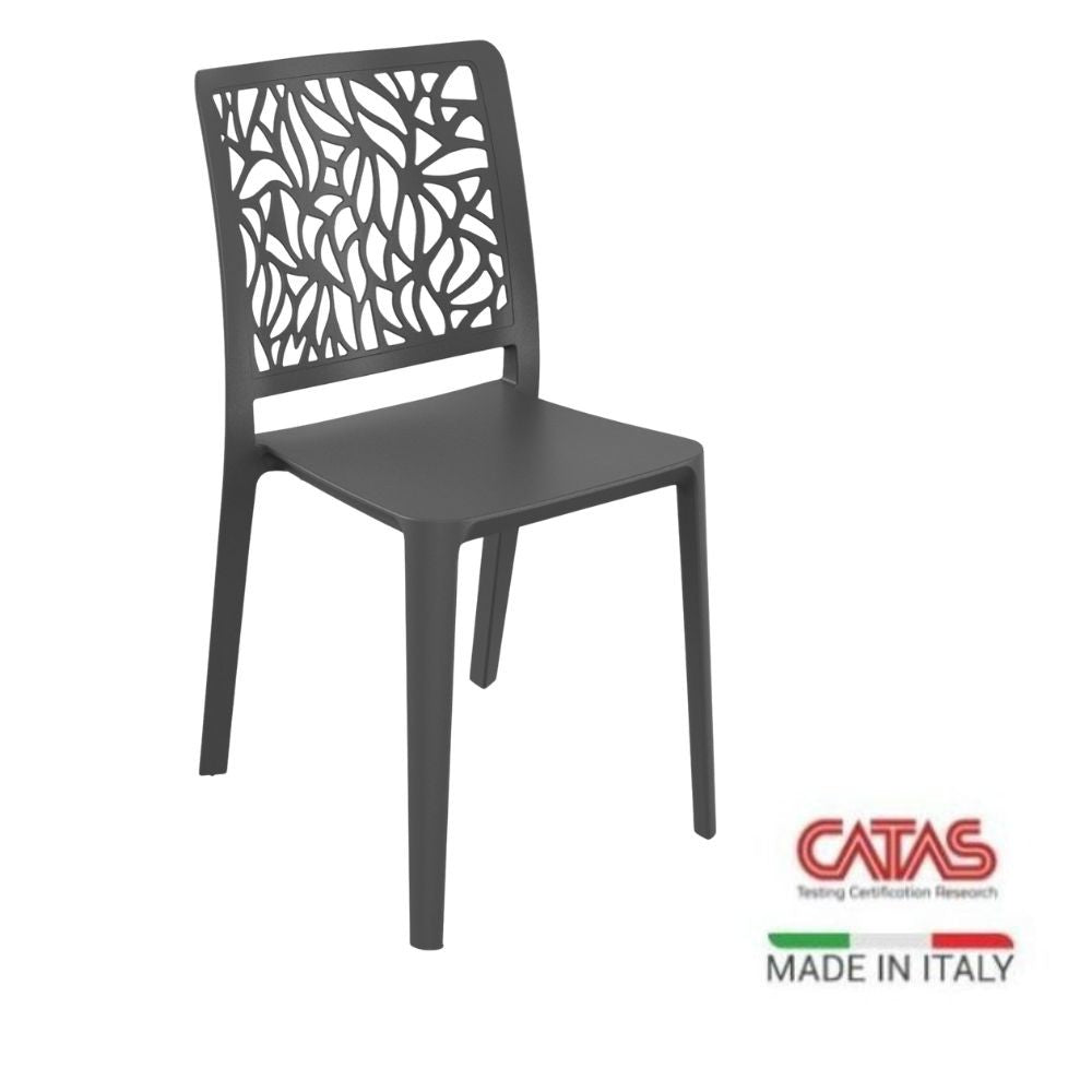 EGO ARREDO Sedia Leaf In Polipropilene Rinforzata Con Fibra Di Vetro Colore Grigio Antracite Set 4 Pezzi