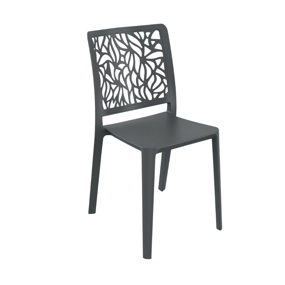 EGO ARREDO Sedia Leaf In Polipropilene Rinforzata Con Fibra Di Vetro Colore Grigio Antracite Set 4 Pezzi