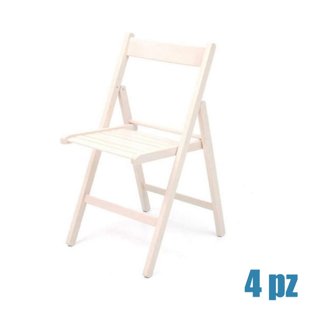 EGO ARREDO Sedia Pieghevole Penelope In Legno Bianco 4 pz