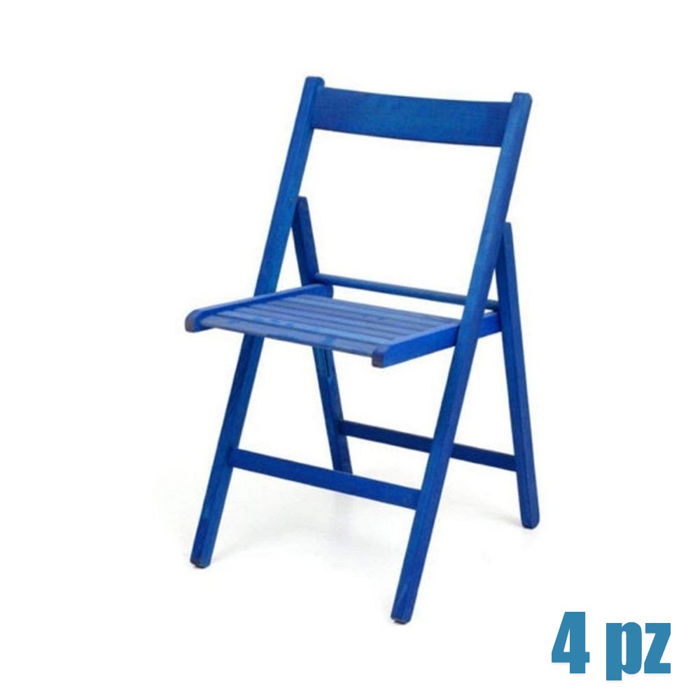 EGO ARREDO Sedia Pieghevole Penelope In Legno Blu 4 pz