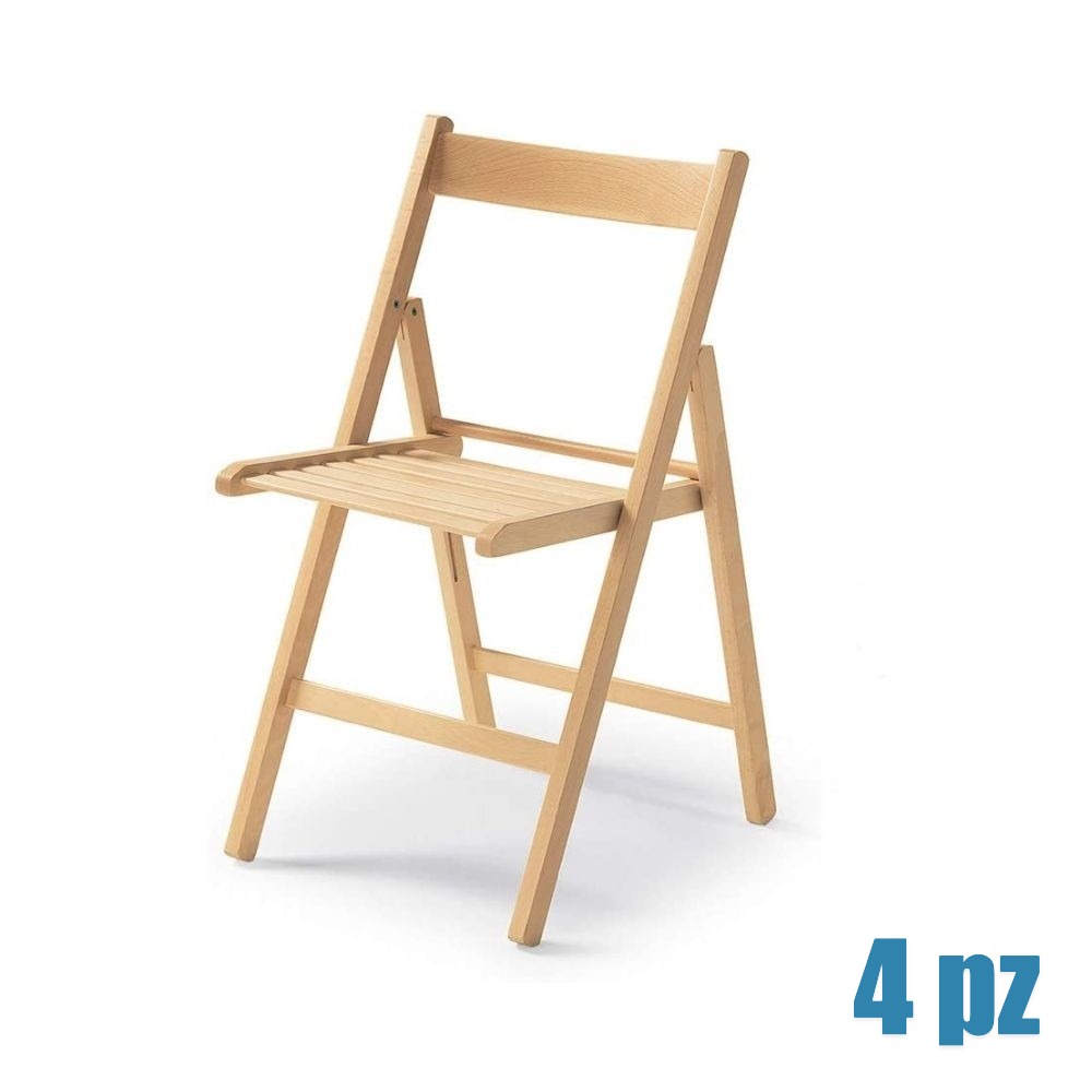 EGO ARREDO Sedia Pieghevole Penelope In Legno Naturale 4 pz